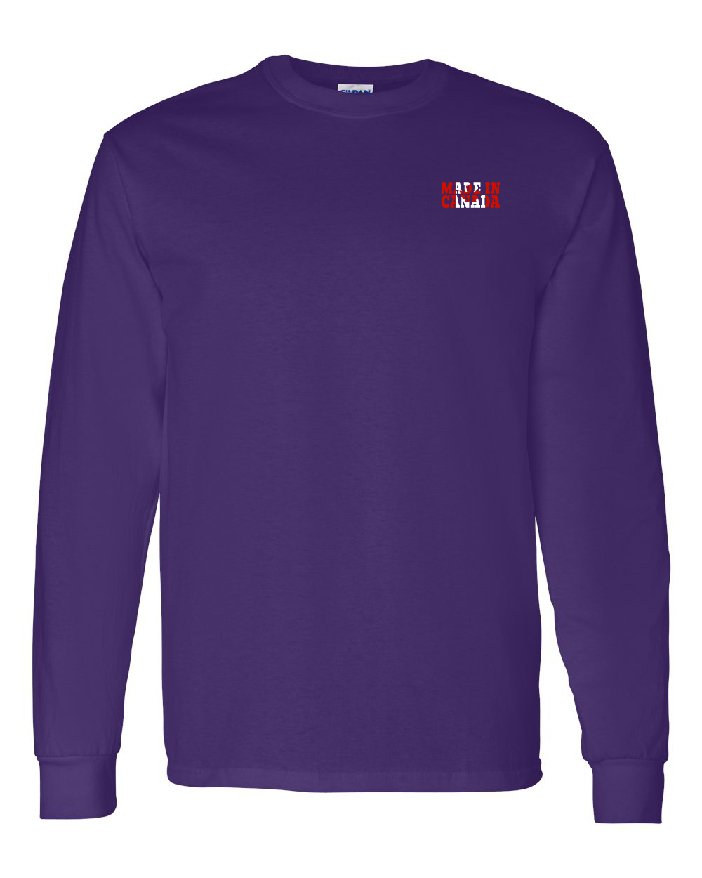 Made In Canada Flag Background Left Chest  Long Sleeve Tee ) - Unisex