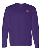Made In Canada Flag Background Left Chest And Back  Long Sleeve Tee ) - Unisex