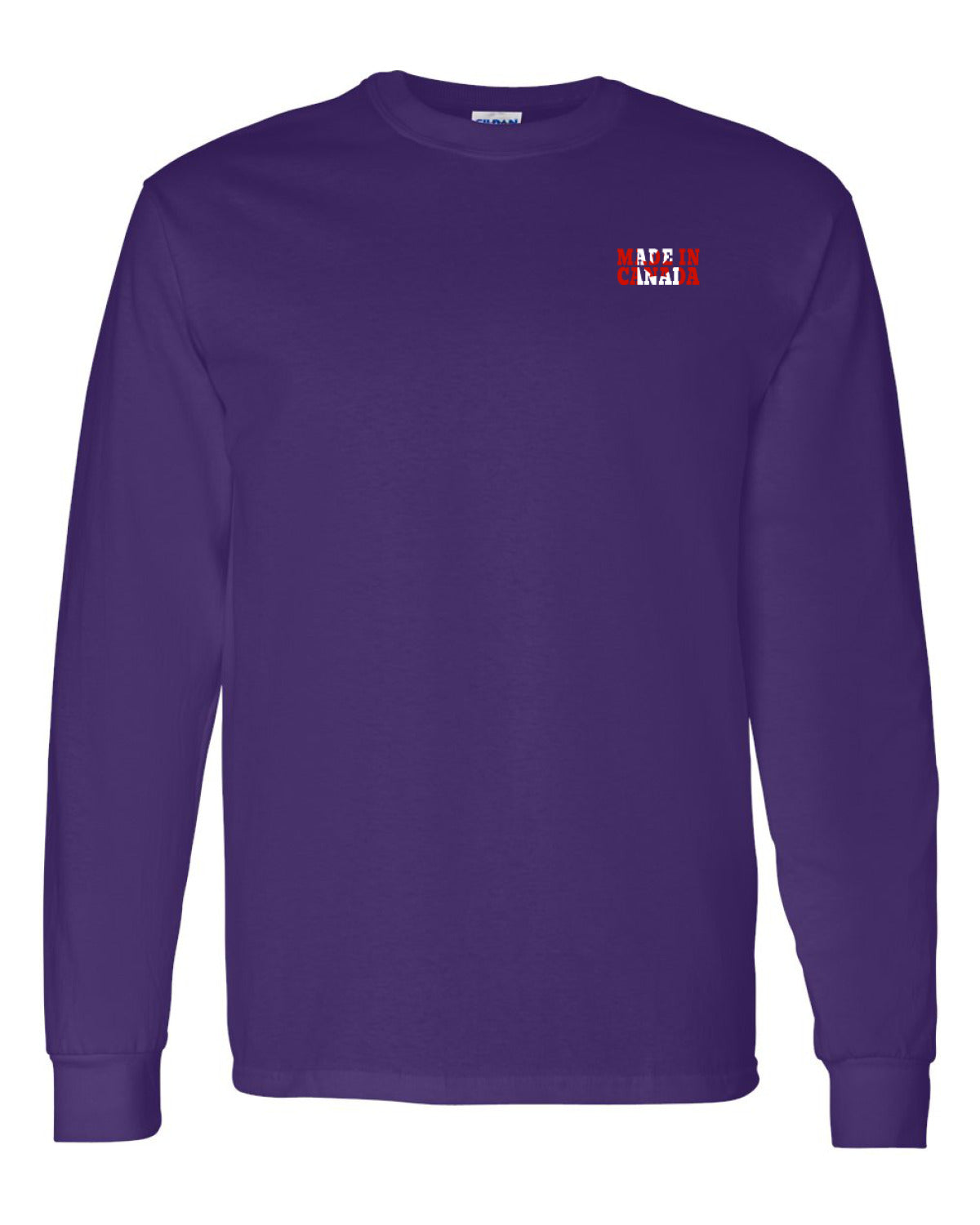 Made In Canada Flag Background Left Chest And Back  Long Sleeve Tee ) - Unisex