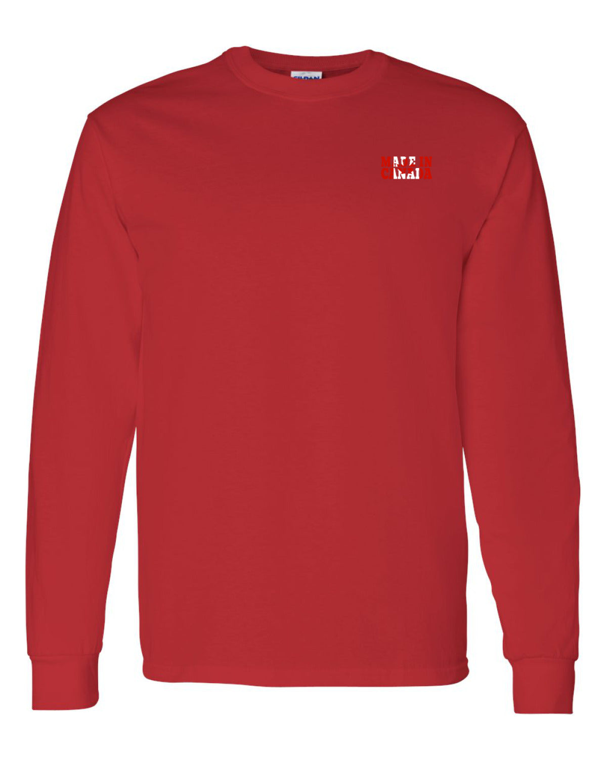 Made In Canada Flag Background Left Chest And Back  Long Sleeve Tee ) - Unisex