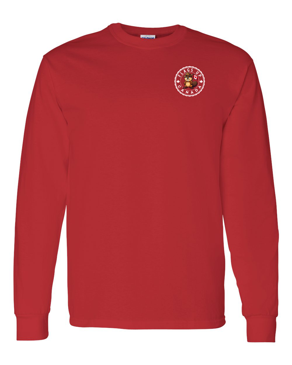 Flags Up Canada Male Beaver Version Left Chest  Long Sleeve Tee ) - Unisex