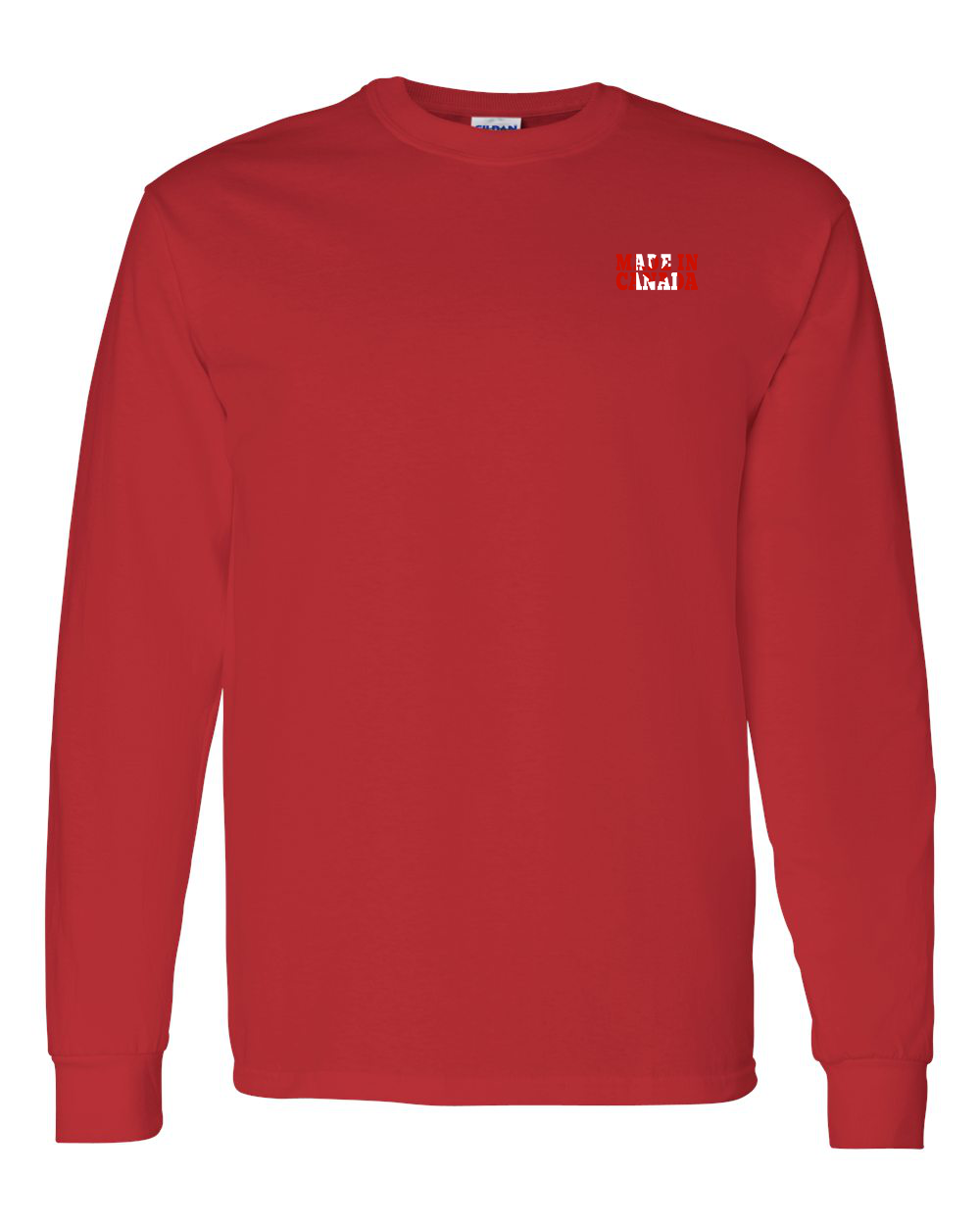 Made In Canada Flag Background Left Chest  Long Sleeve Tee ) - Unisex