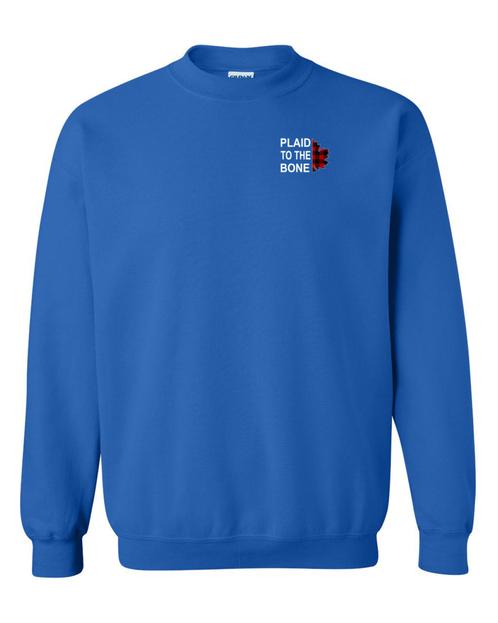 Plaid to the Bone Stacked Leaf Left Chest Crewneck - Unisex