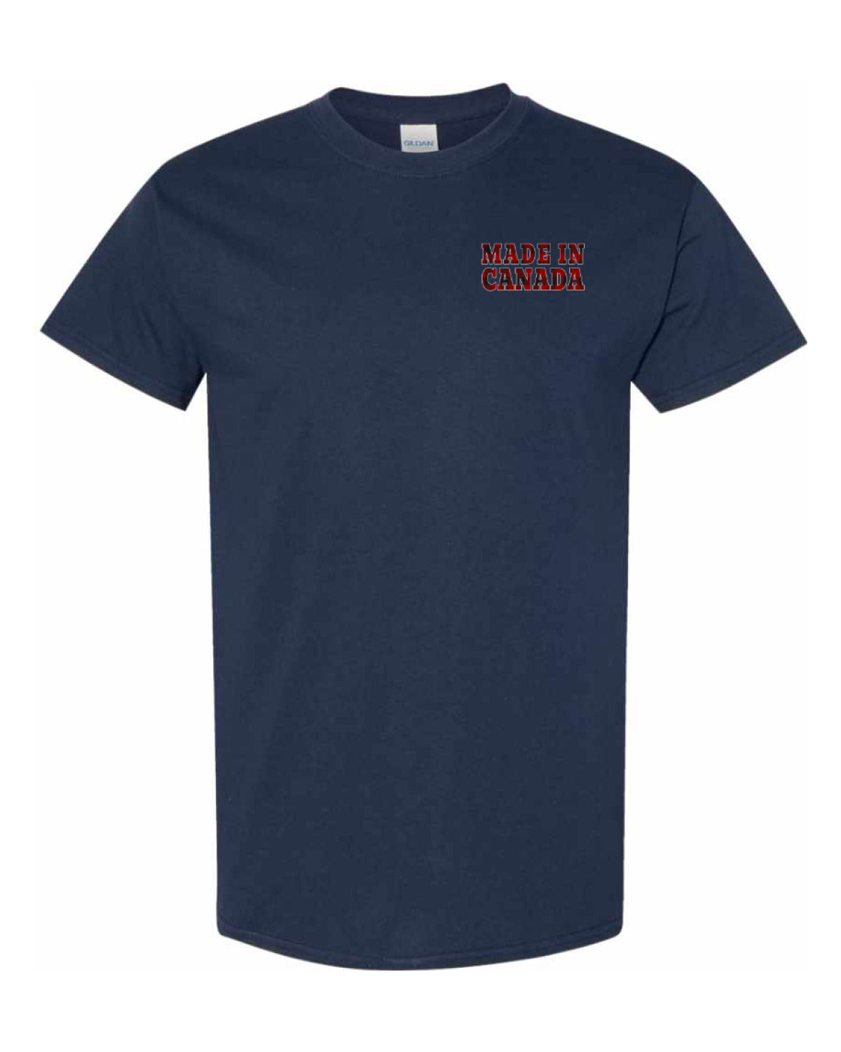 Made in Canada Plaid Background Left Chest and Back Men's Tee