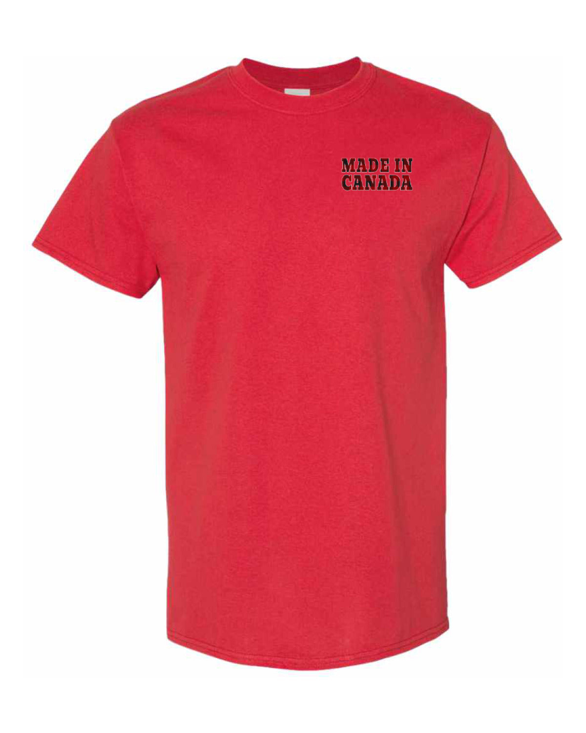Made in Canada Plaid Background Left Chest and Back Men's Tee