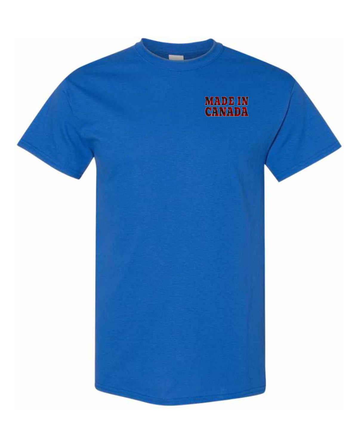 Made in Canada Plaid Background Left Chest and Back Men's Tee