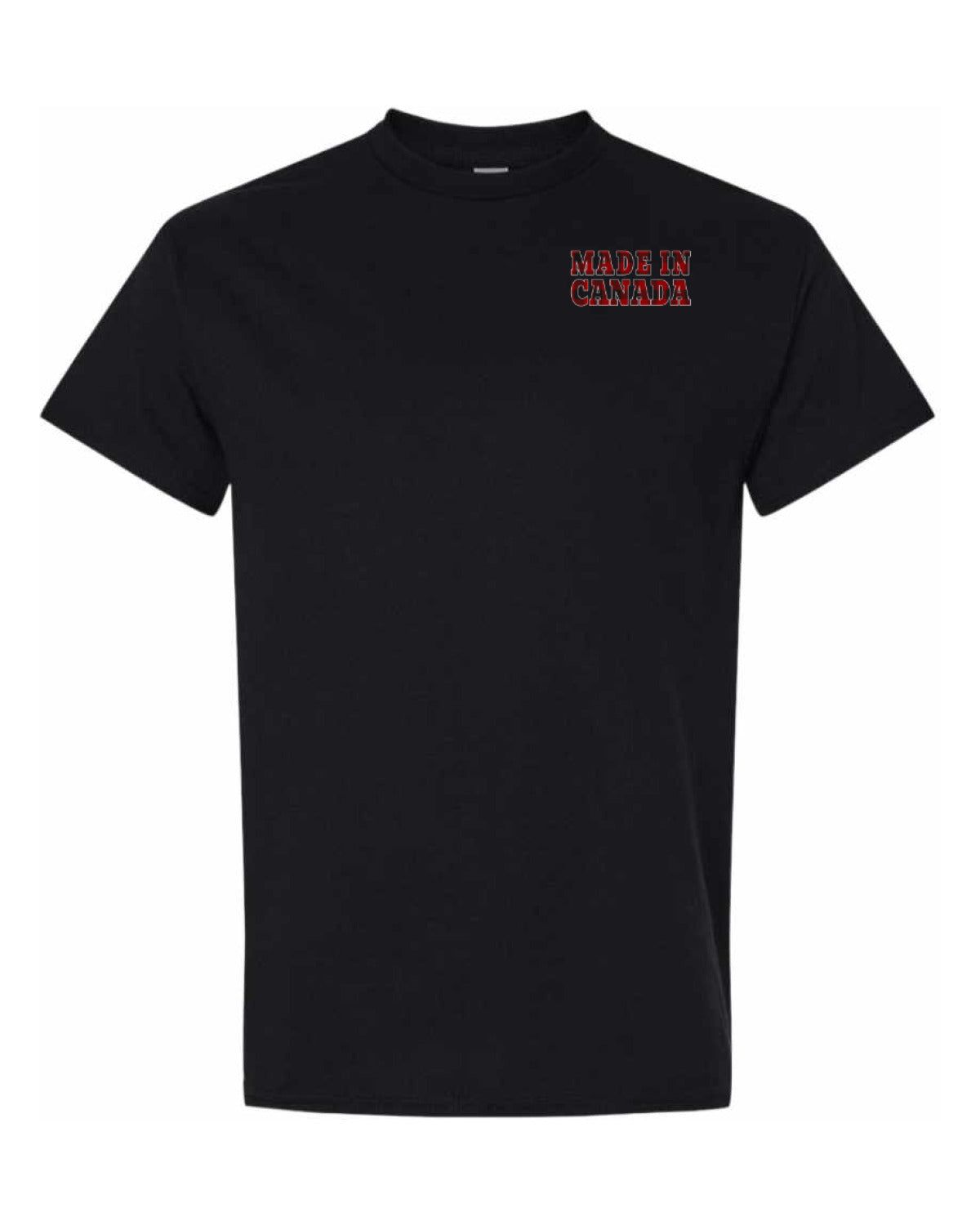 Made in Canada Plaid Background Left Chest and Back Men's Tee