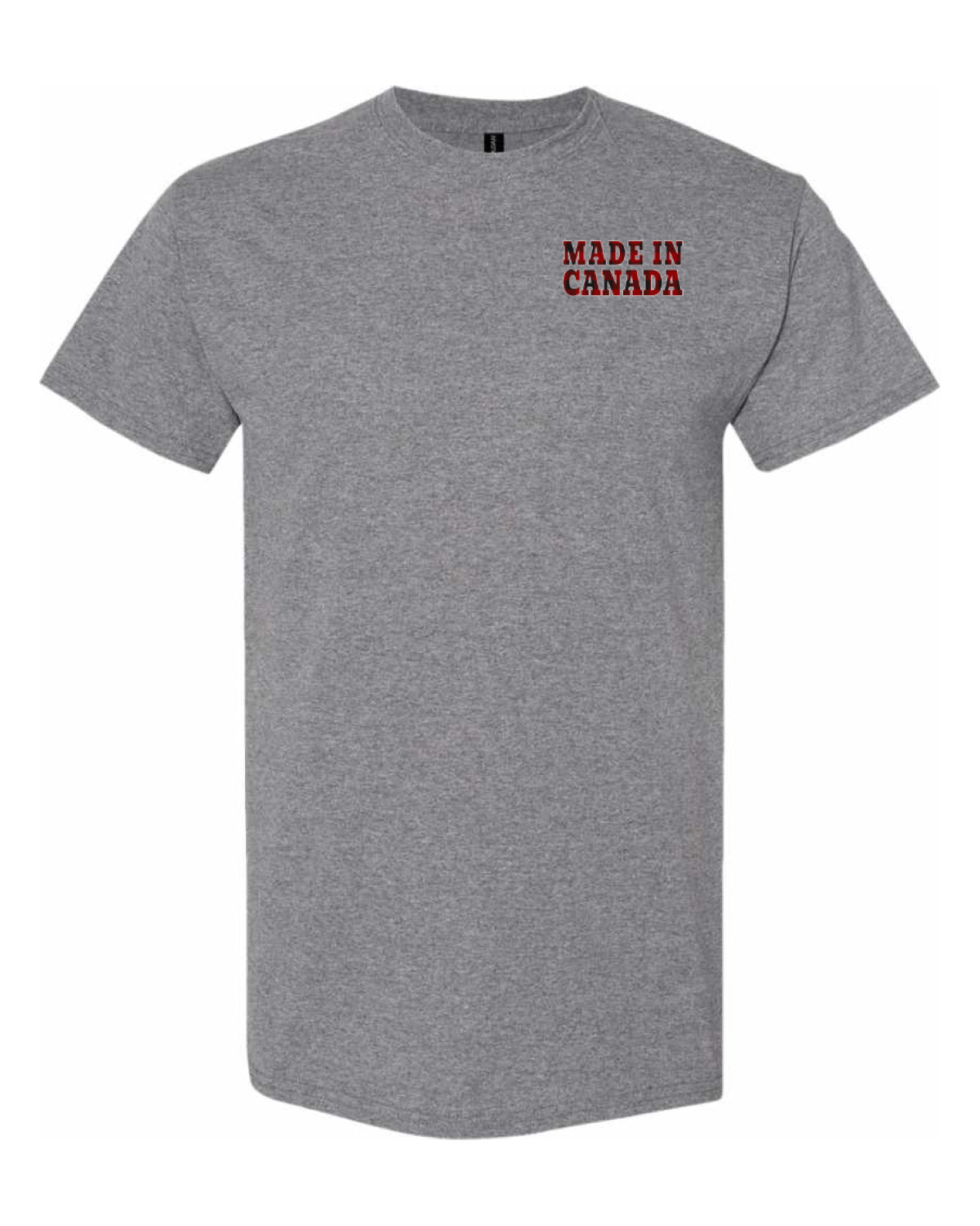 Made in Canada Plaid Background Left Chest Men's Tee