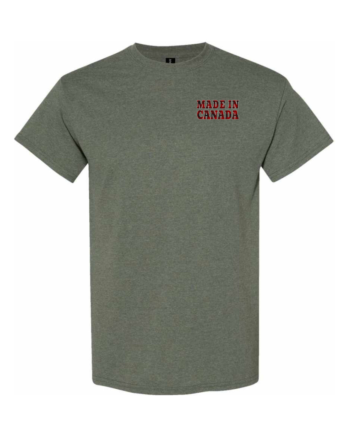 Made in Canada Plaid Background Left Chest and Back Men's Tee