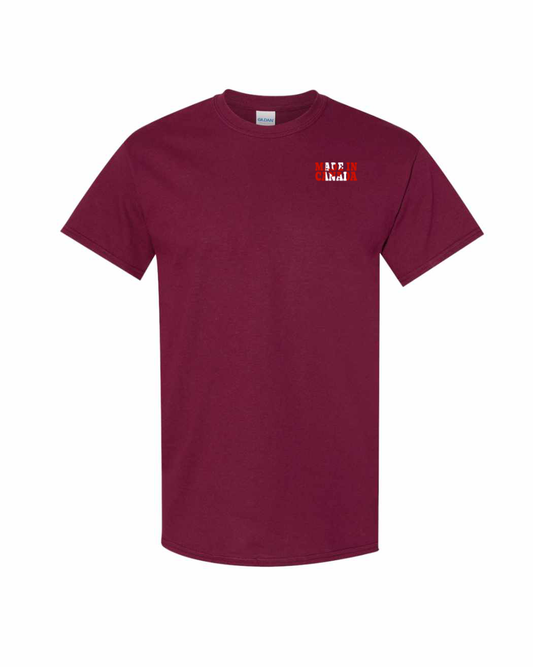 Made in Canada Flag Background Left Chest And Back Men's Tee