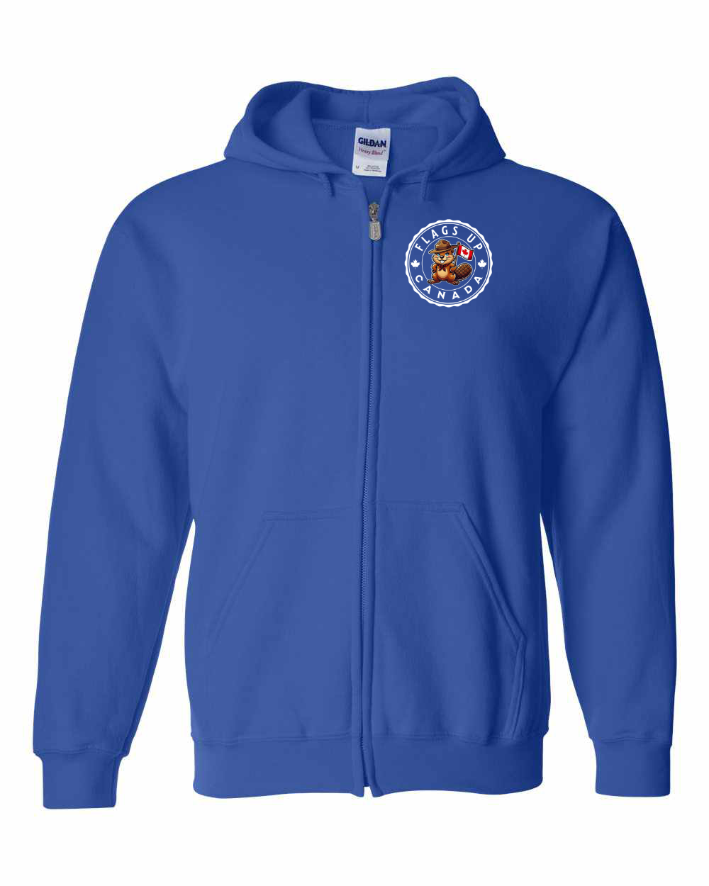 Flags Up Female Beaver Left Chest Zip Hoodie - Unisex