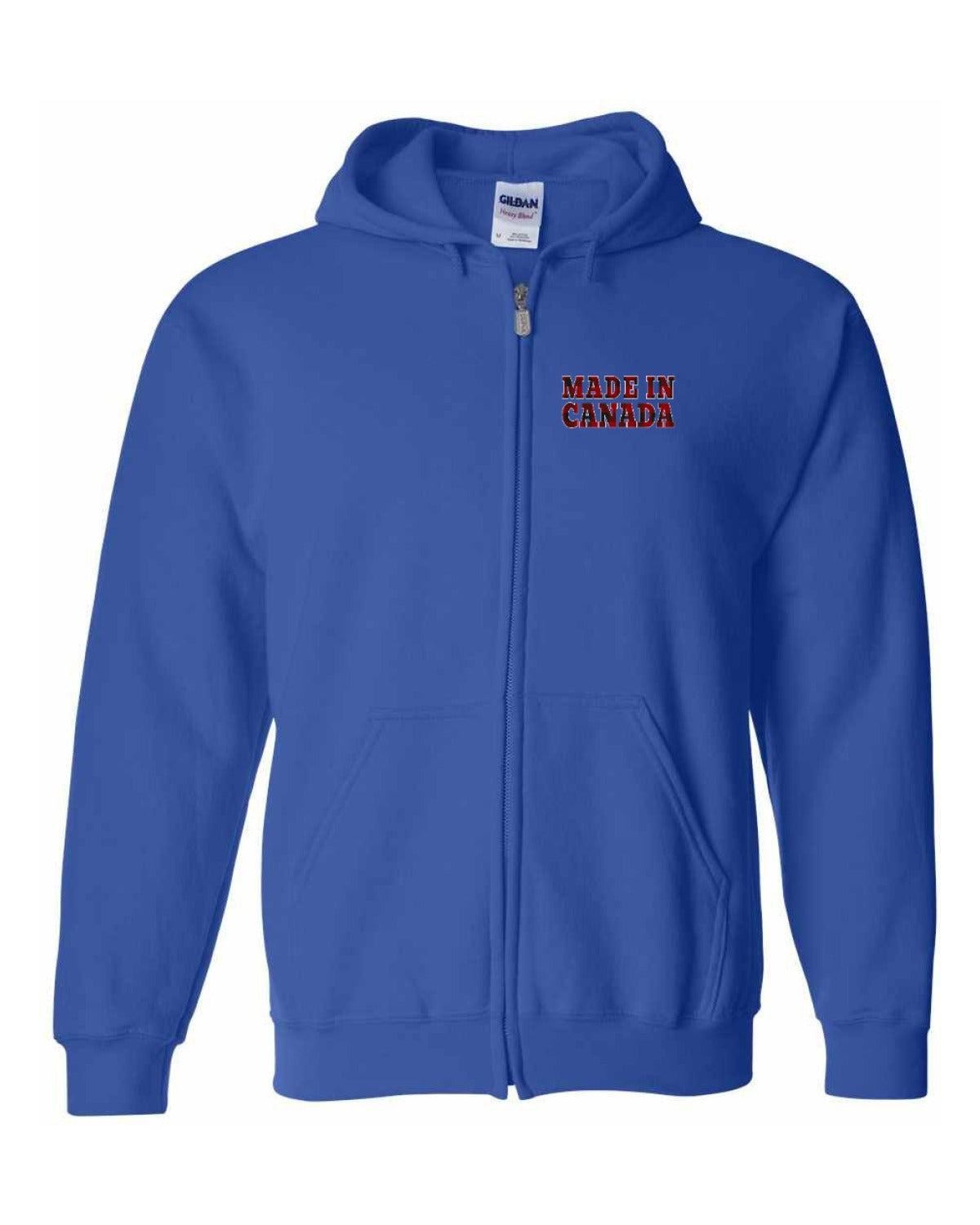 Made in Canada Plaid Background Left Chest Zip Hoodie - Unisex