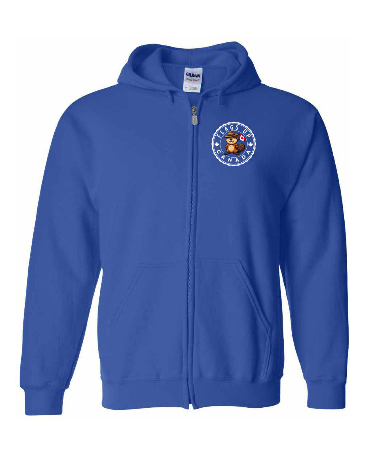 Flags Up Male Beaver Left Chest And Back Zip Hoodie - Unisex