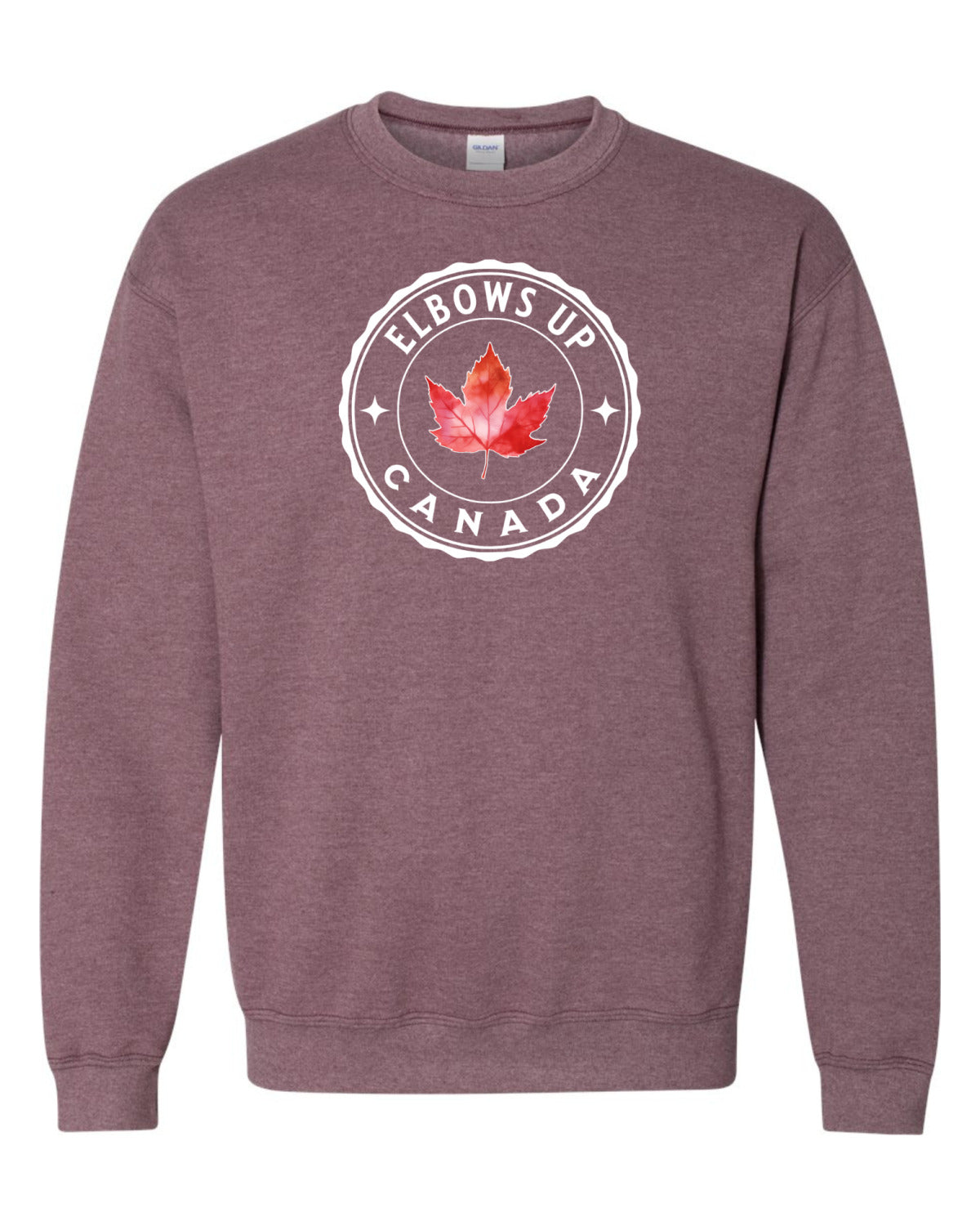 Elbows up Leaf  Dark Heather Maroon  Crewneck Large - Unisex