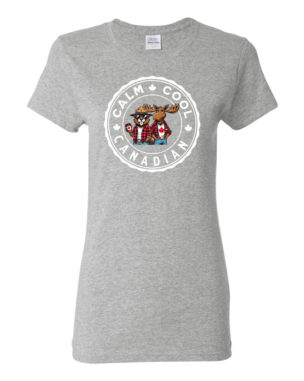 Calm Cool Canadian Beaver and Moose Women's Tee - Gildan Canada (sewn Internationally)