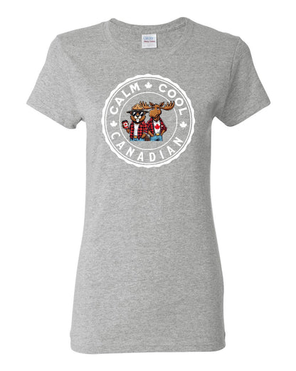 Calm Cool Canadian Beaver and Moose Women's Tee - Gildan Canada (sewn Internationally)
