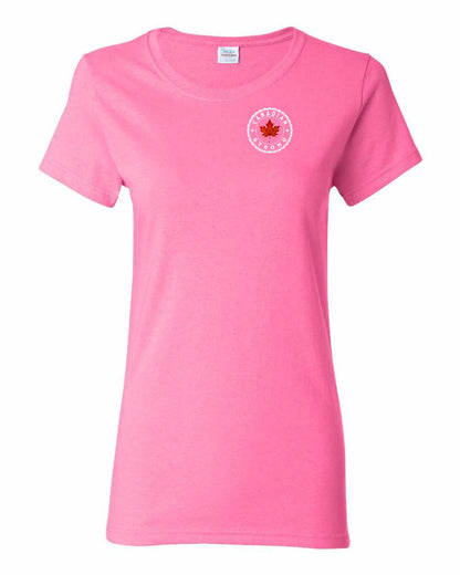 Canadian Strong Leaf Left Chest and Back Women's Tee - Gildan Canada (sewn Internationally)