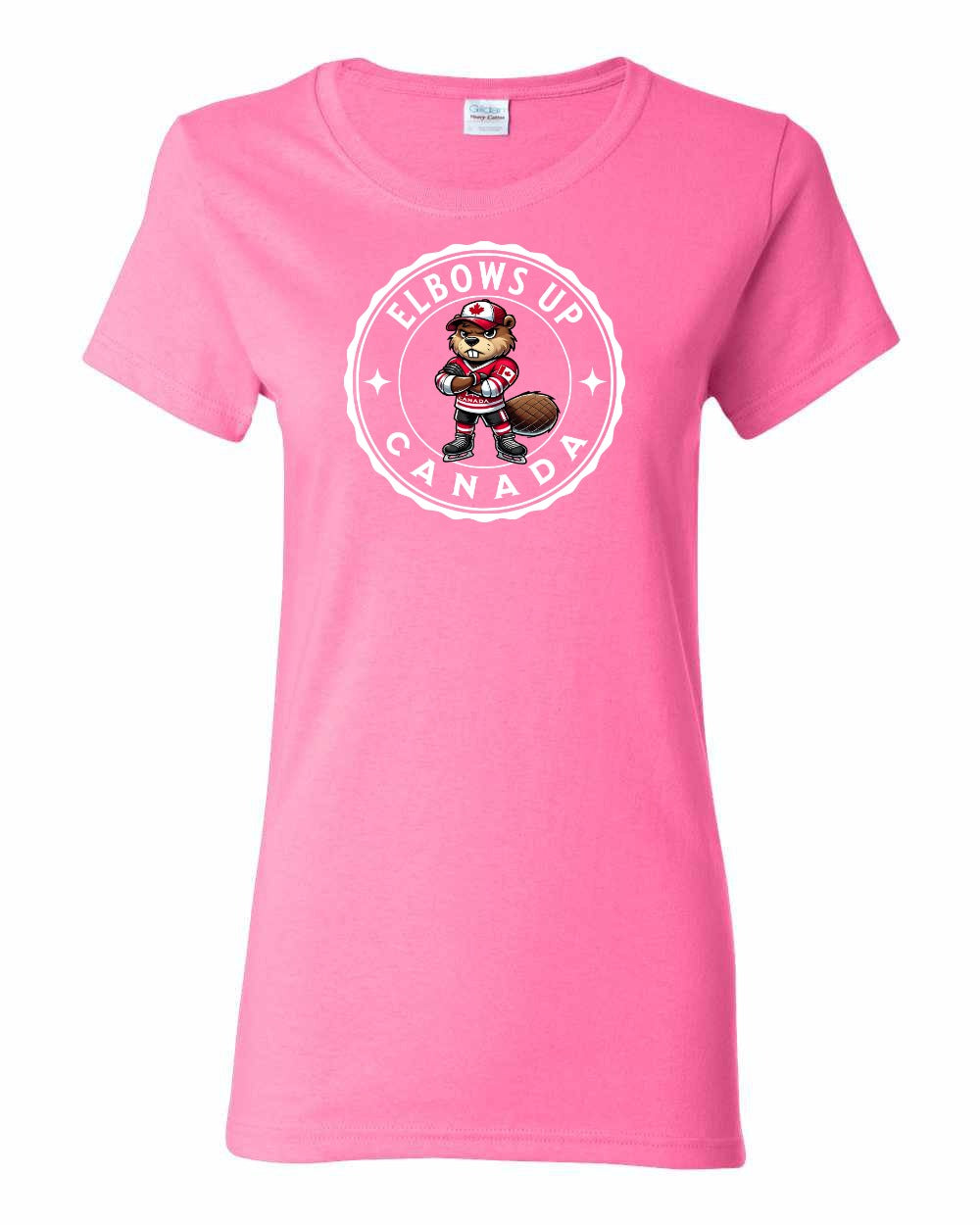 Elbows Up Beaver Full Front Women's Tee - Gildan Canada (sewn Internationally)