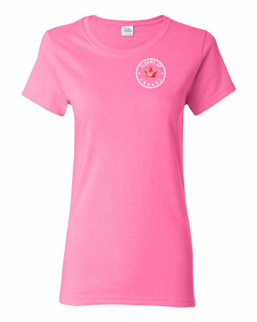 Elbows Up Leaf Left Chest Women's Tee - Gildan Canada (sewn Internationally)