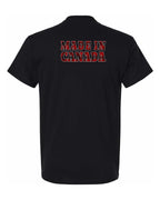 Made in Canada Plaid Background Left Chest and Back Men's Tee
