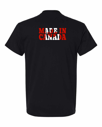 Made in Canada Flag Background Left Chest And Back Men's Tee