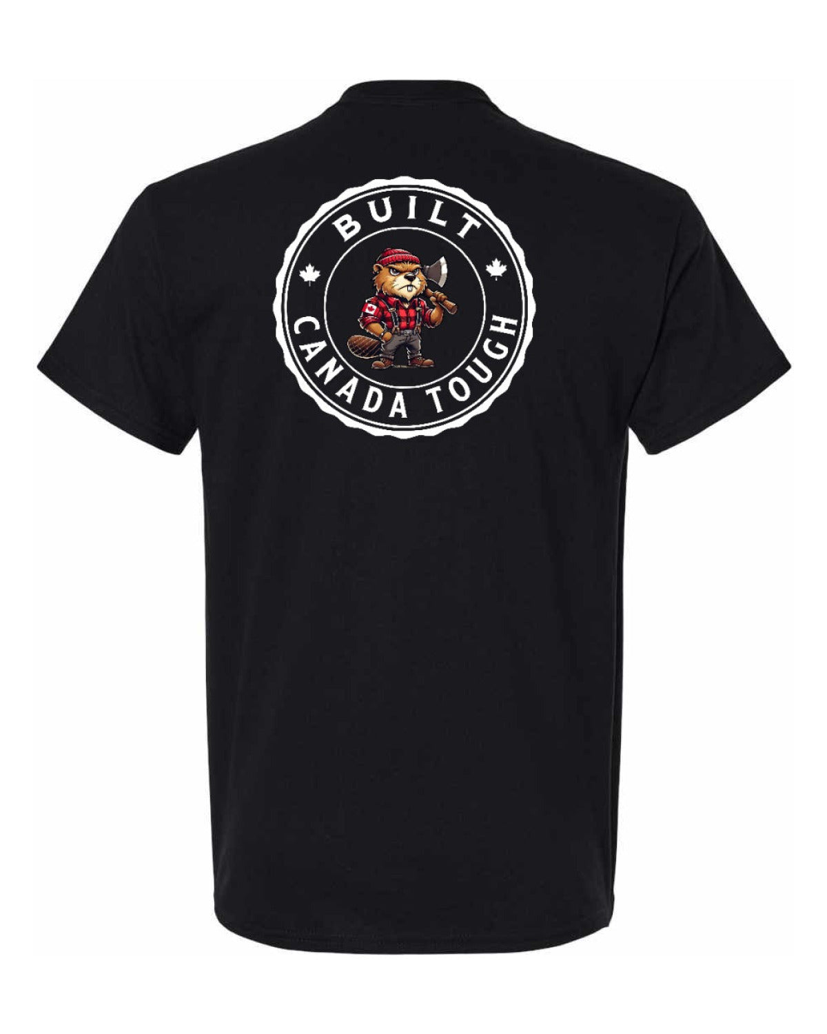 Built Canada Tough Male Beaver Left Chest and Back Men's Tee