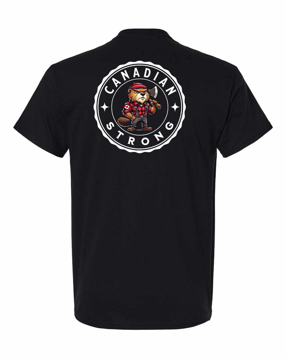 Canadian Strong Beaver Left Chest & Back Men's Tee - Gildan Canada (sewn Internationally)