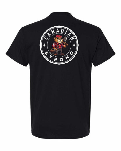 Canadian Strong Beaver Left Chest & Back Men's Tee - Gildan Canada (sewn Internationally)