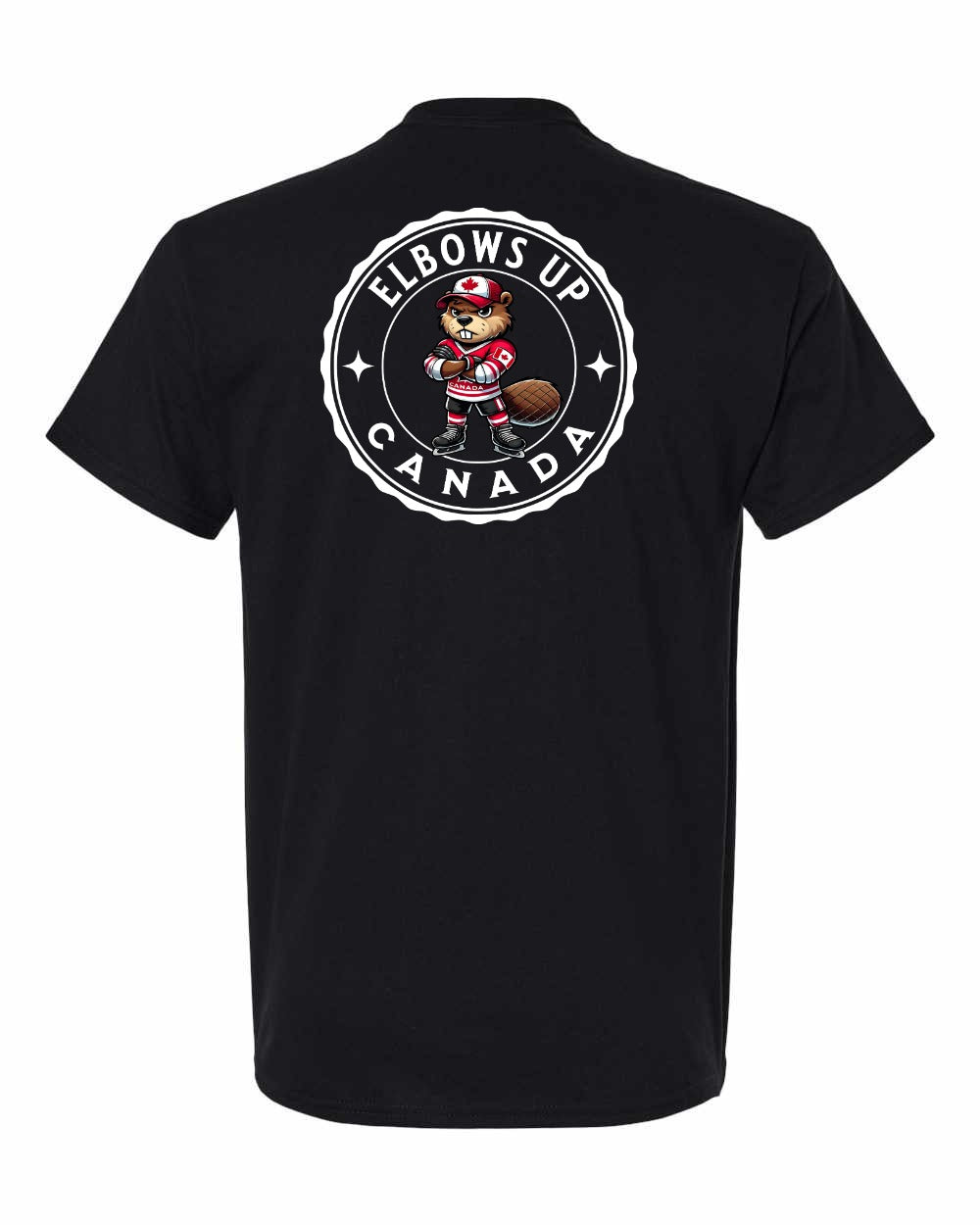 Elbows Up Beaver Left Chest & Back Men's Tee - Gildan Canada (sewn Internationally)