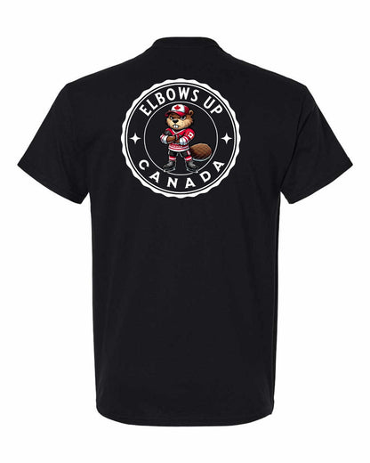 Elbows Up Beaver Left Chest & Back Men's Tee - Gildan Canada (sewn Internationally)