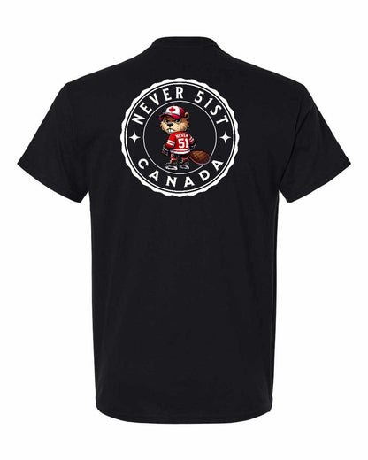 Never 51st Beaver Left Chest & Back Men's Tee - Gildan Canada (sewn Internationally)