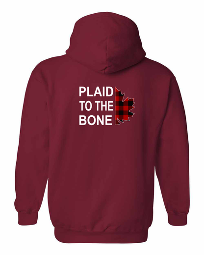 Plaid to the Bone Stacked Leaf Left Chest and Back Pullover