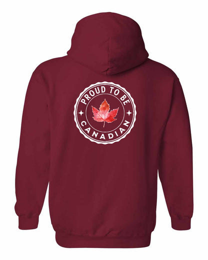 Proud to be Canadian leaf Left Chest and Back Pullover Hoodie