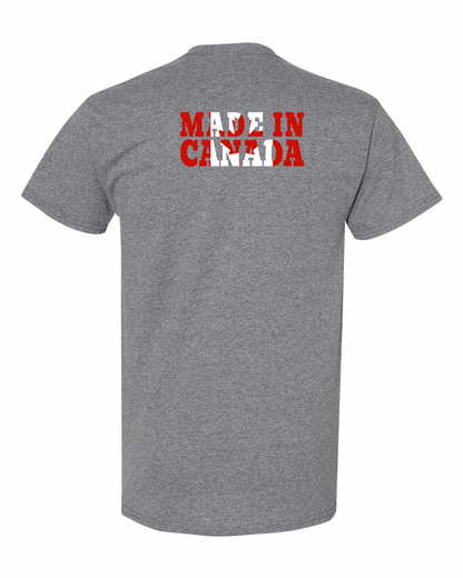 Made in Canada Flag Background Left Chest And Back Men's Tee