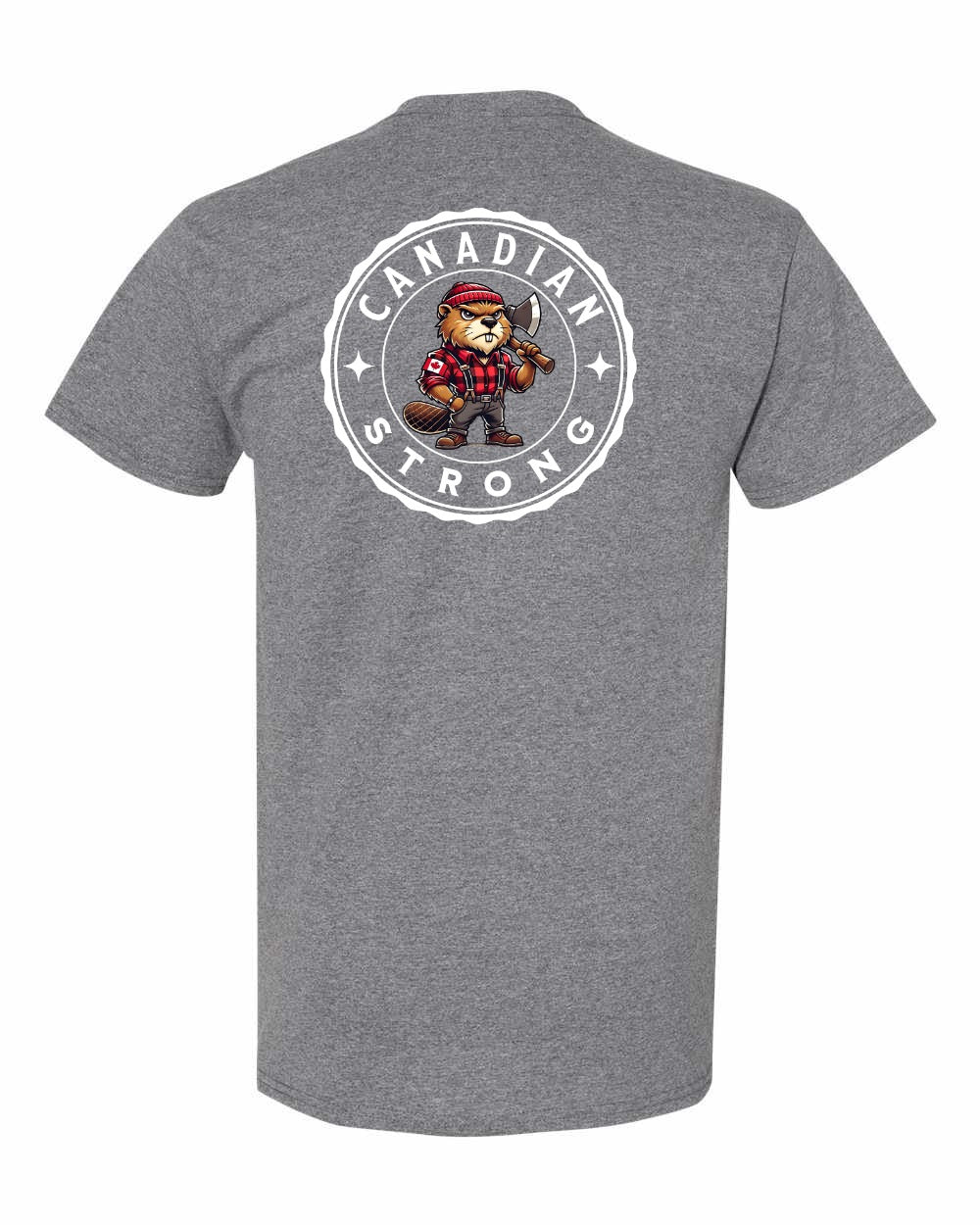 Canadian Strong Beaver Left Chest & Back Men's Tee - Gildan Canada (sewn Internationally)