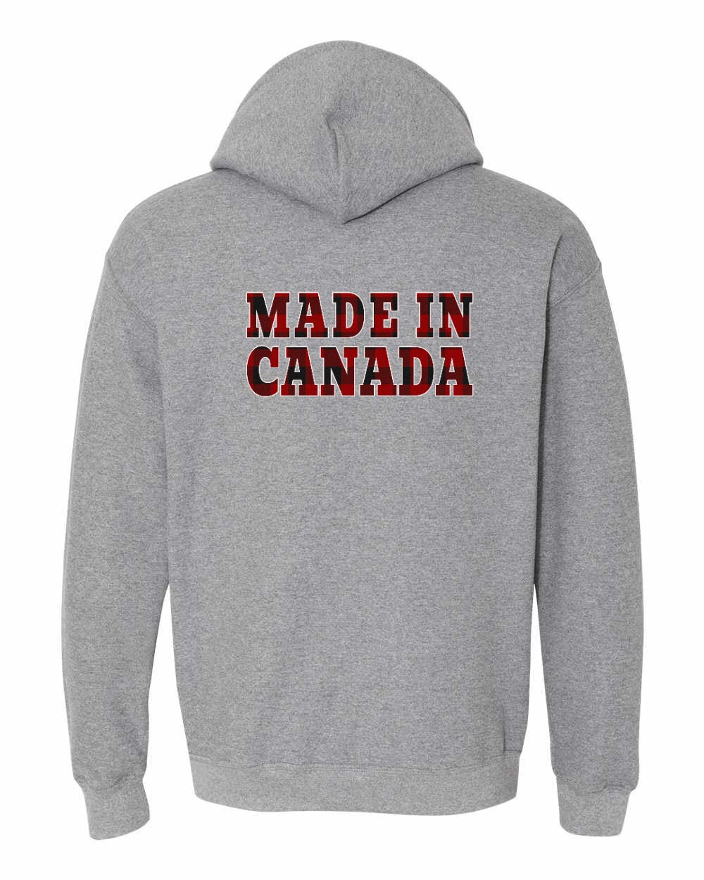 Made in Canada Plaid Background Left Chest and Back Pullover - Gildan Canada (sewn Internationally)