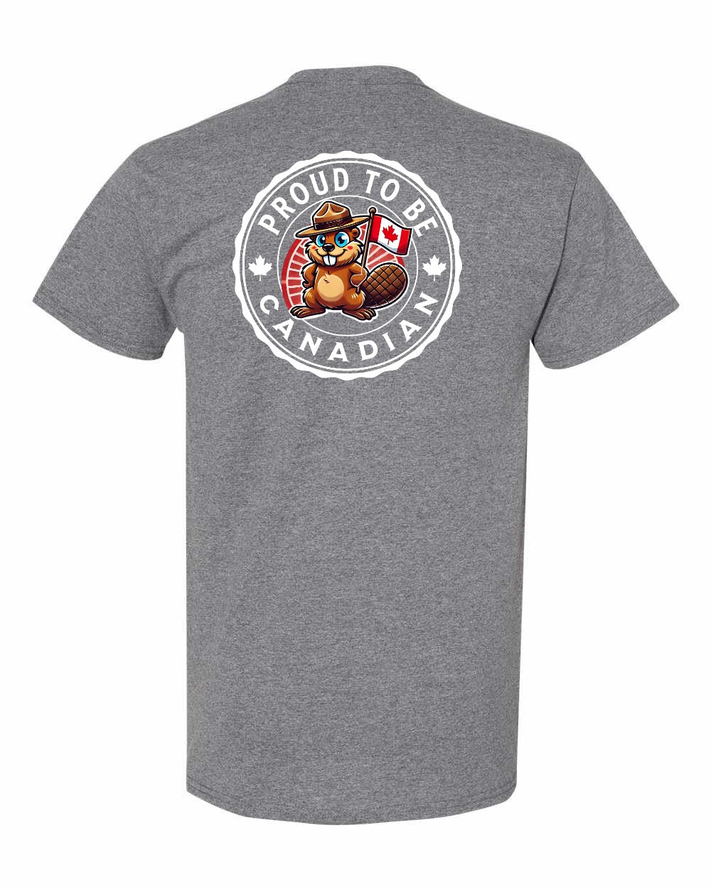 Proud to Be Canadian Beaver Left Chest & Back Men's Tee - Gildan Canada (sewn Internationally)