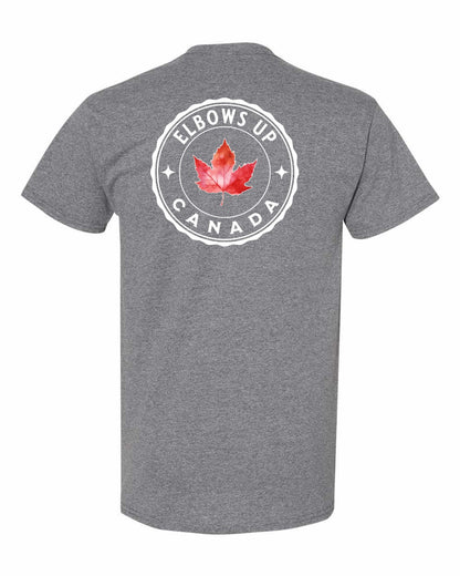 Elbows up Leaf Left Chest & Back Men's Tee - Gildan Canada (sewn Internationally)