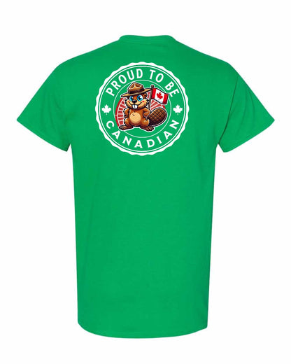 Proud to Be Canadian Beaver Left Chest & Back Men's Tee - Gildan Canada (sewn Internationally)