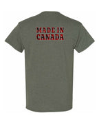 Made in Canada Plaid Background Left Chest and Back Men's Tee