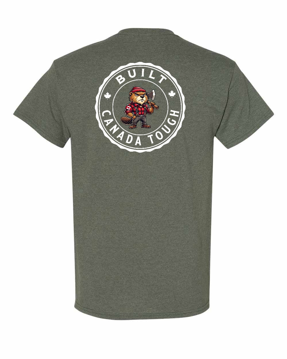 Built Canada Tough Male Beaver Left Chest and Back Men's Tee