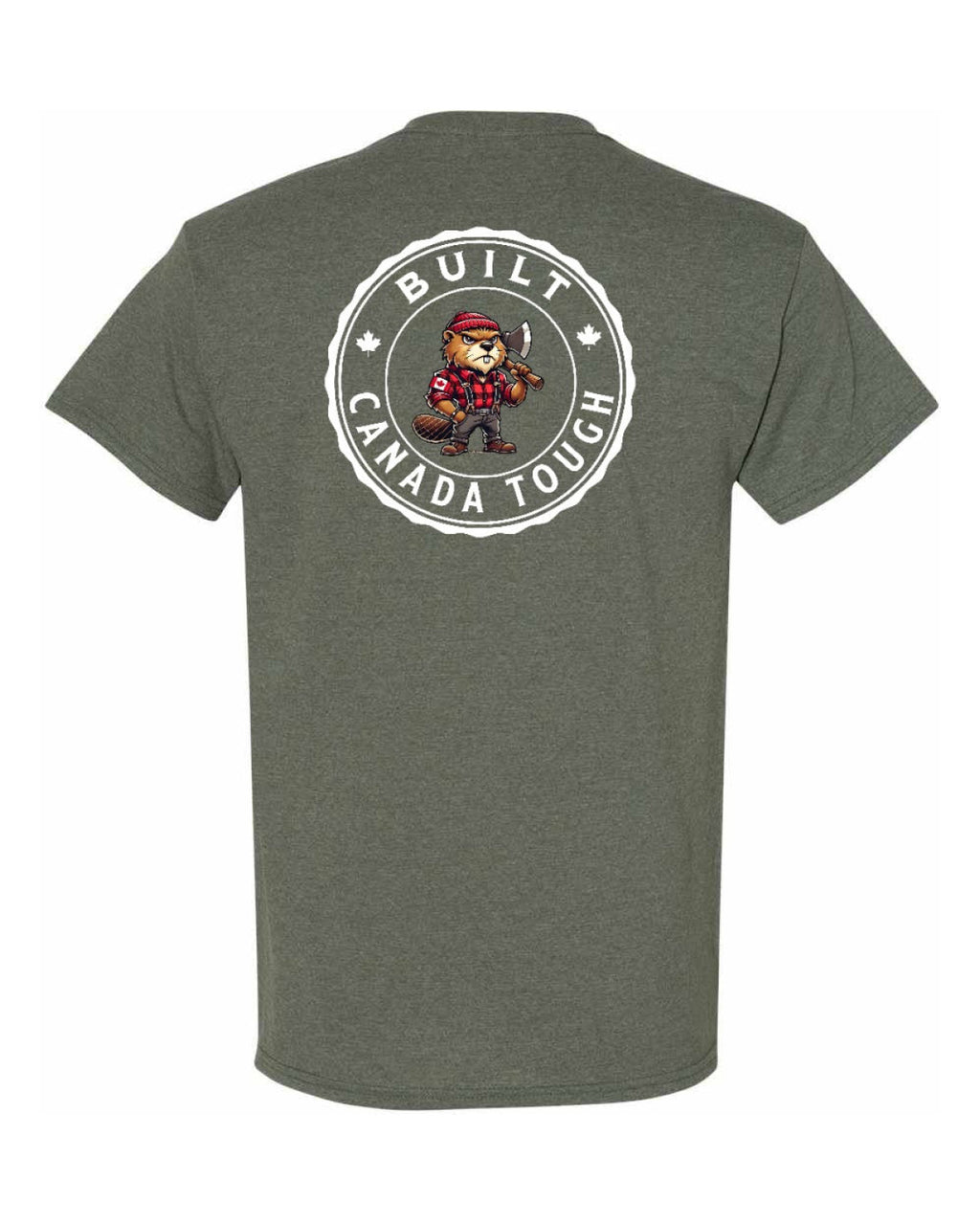 Built Canada Tough Axe Beaver Left Chest & Back Men's Tee
