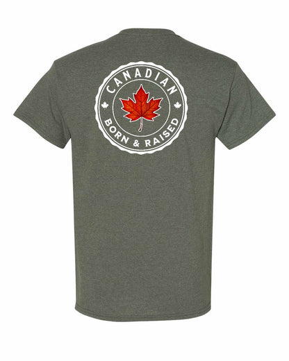 Canadian Born And Raised Left Chest & Back Men's Tee - Gildan Canada (sewn Internationally)