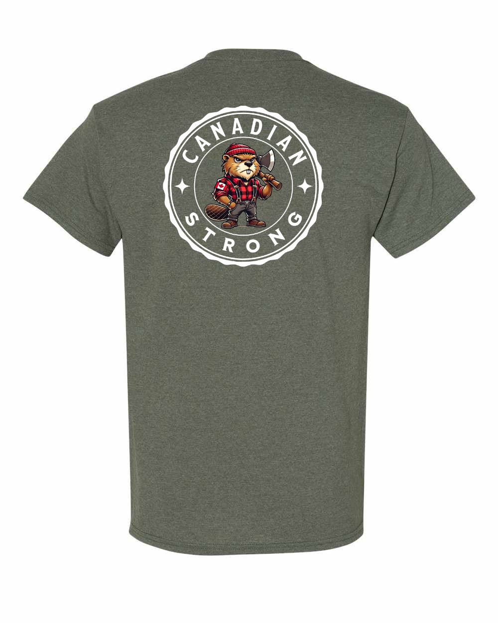 Canadian Strong Beaver Left Chest & Back Men's Tee - Gildan Canada (sewn Internationally)