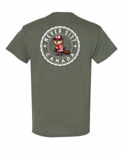 Never 51st Beaver Left Chest & Back Men's Tee - Gildan Canada (sewn Internationally)
