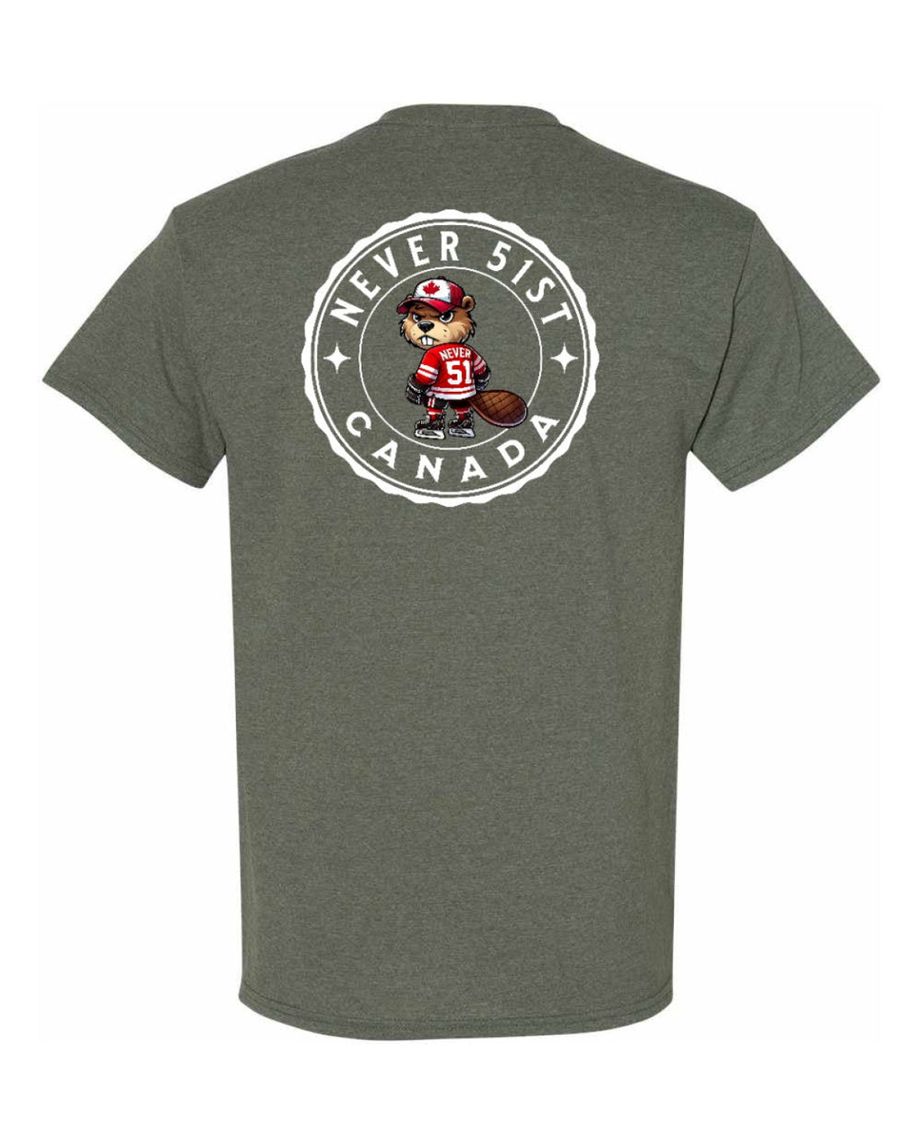 Never 51st Beaver Left Chest & Back  Men's Tee