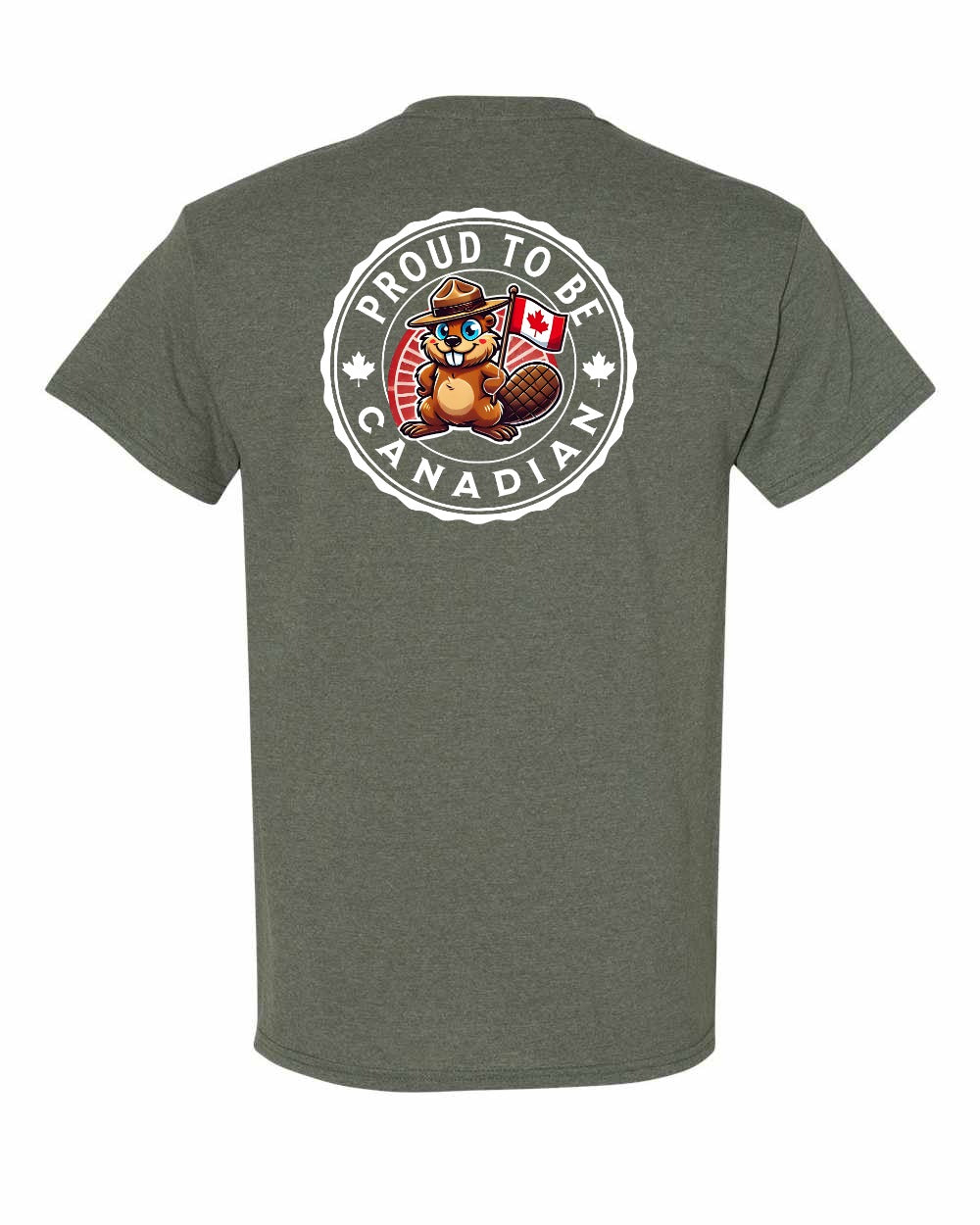 Proud to Be Canadian Beaver Left Chest & Back Men's Tee - Gildan Canada (sewn Internationally)