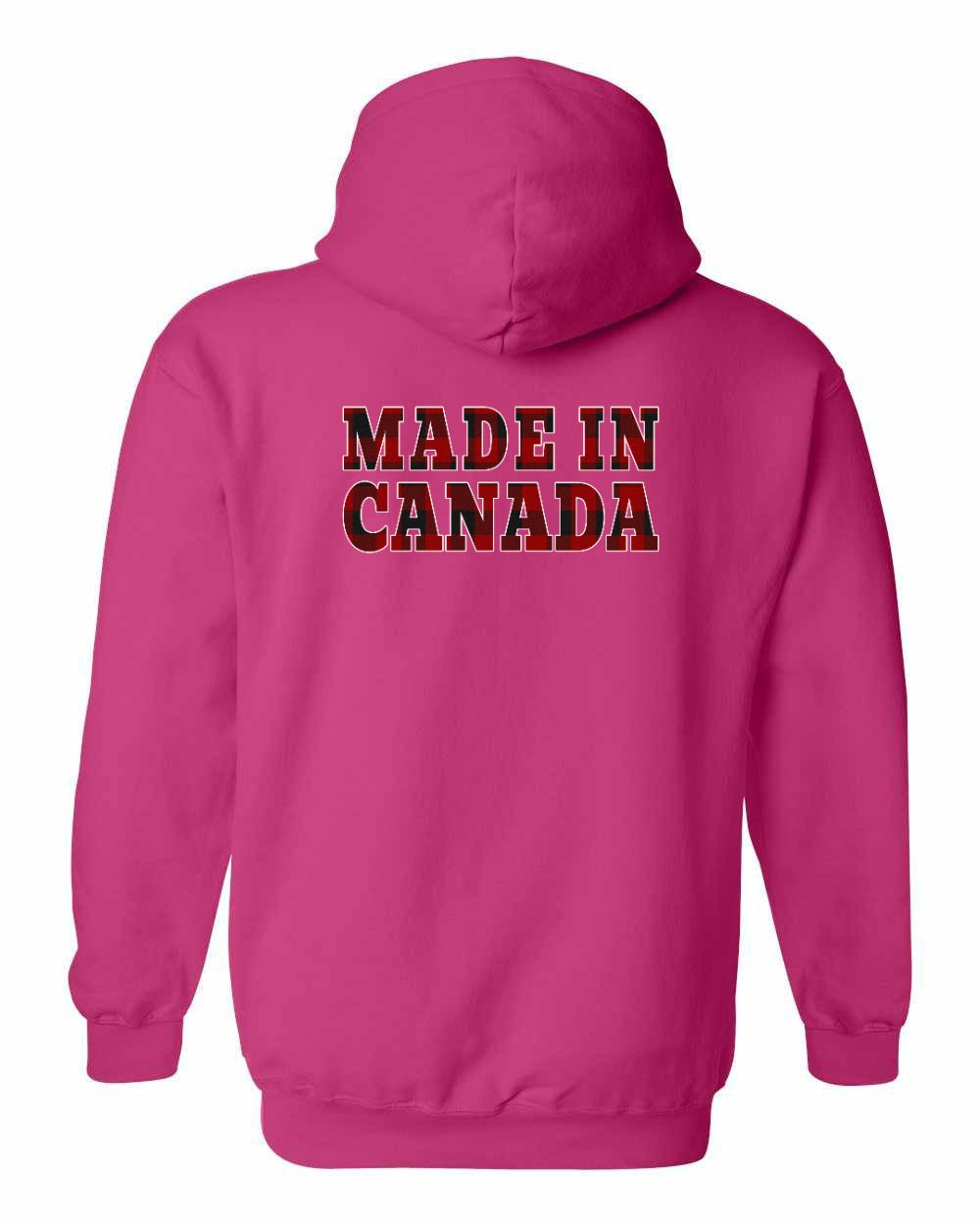 Made in Canada Plaid Background Left Chest and Back Pullover - Gildan Canada (sewn Internationally)