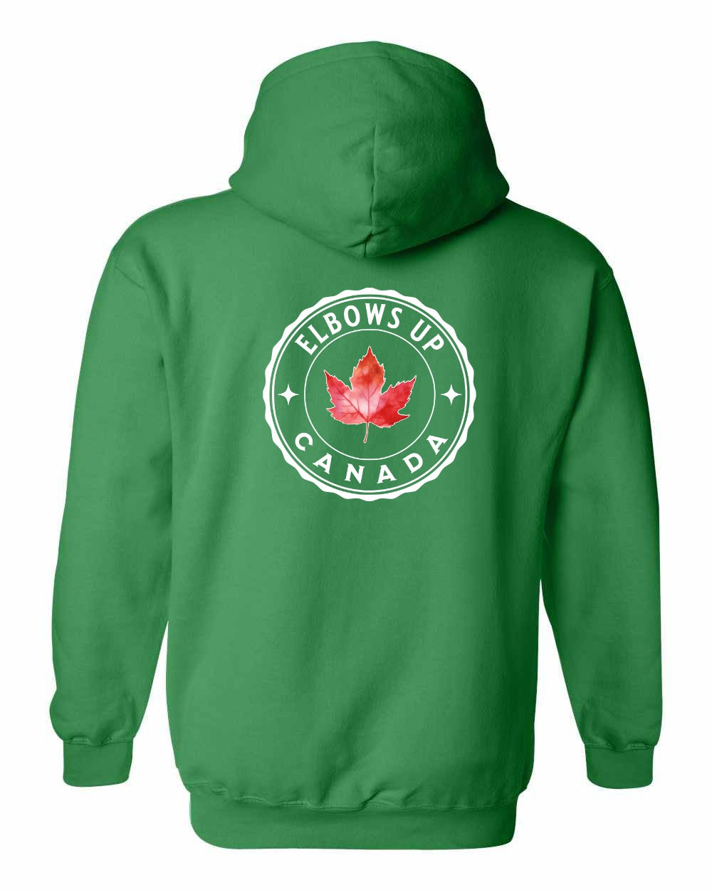 Elbows up Leaf Left Chest and Back Pullover - Gildan Canada (sewn Internationally)
