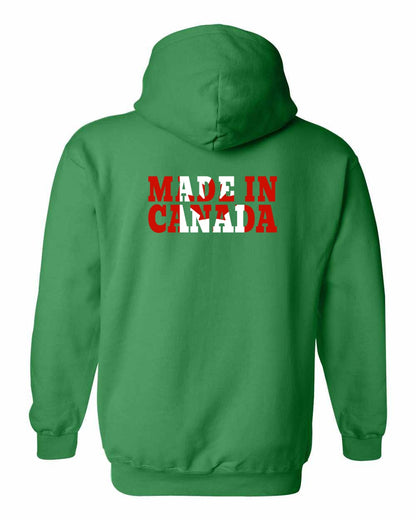 Made in Canada Flag Background Left Chest and Back Pullover - Gildan Canada (sewn Internationally)